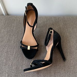 Calvin Klein black velvet sandals